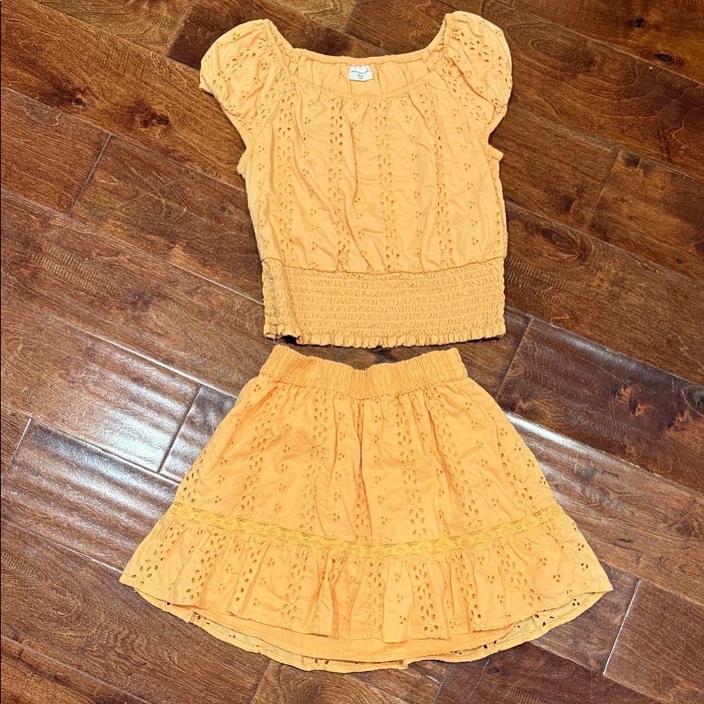 Abercrombie Kids Peach Eyelet Skirt